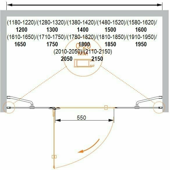 Душевая дверь (150х195) CEZARES BERGAMO BERGAMO-W-B-13-60+60/30-C-Cr-L